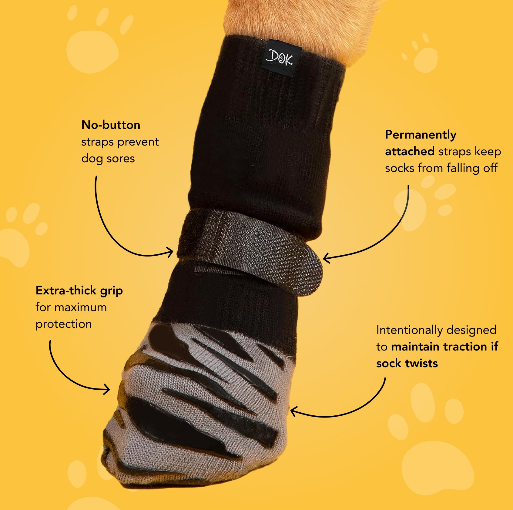 DOK TigerToes Premium Non-Slip Dog Socks